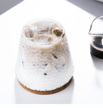 Set of 2 Mount Fuji Hammered Espresso Dirty Ice Latte Coffee Glass Heat Resistant