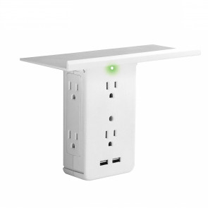Socket Shelf- 8 Port Surge Protector Wall Outlet