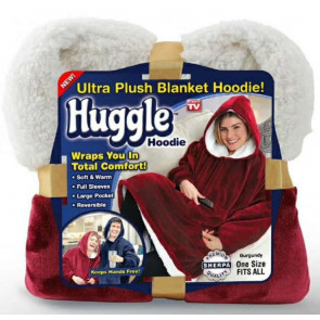 Ontel Huggle Hoodie Hooded Robe Sweatshirt, Blue - As Seen on TV