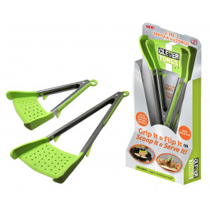 Clever Tongs 2 In 1 Kitchen Spatula Non-Stick, Heat Resistant