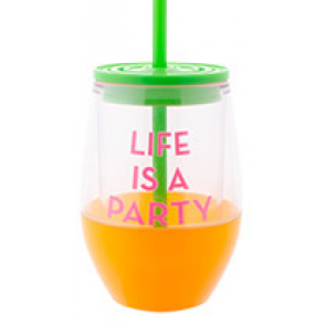 Tanana Stylish Party Iced Drink Short Tumbler with Silicon Tight Lid and Straw