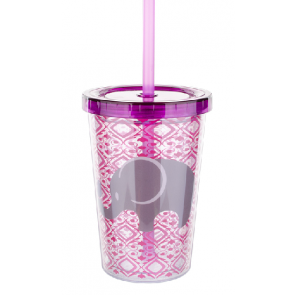 Tanana Cute Iced Drink Tumbler with Sealed Lid and Straw 280ml, 10 oz