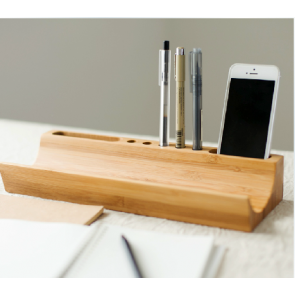 Stylish Bamboo Wooden Desk Organizer