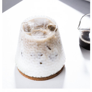 Set of 2 Mount Fuji Hammered Espresso Dirty Ice Latte Coffee Glass Heat Resistant